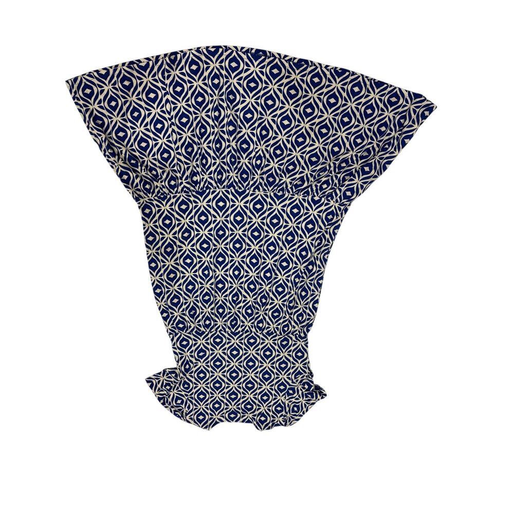 Boden Blue White Geometric Tiered Midi Dress SZ 14 - Picture 2 of 3